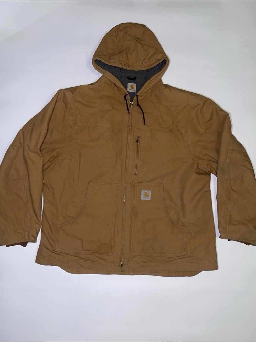 Carhartt Tan Hooded Work Chore Jacket